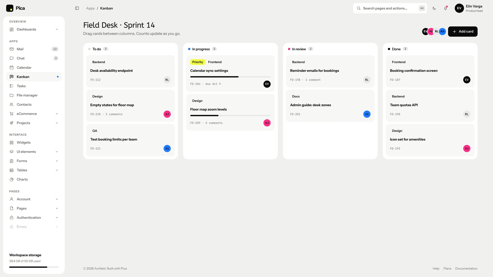 Pica - Minimal Black & White Admin Dashboard Template