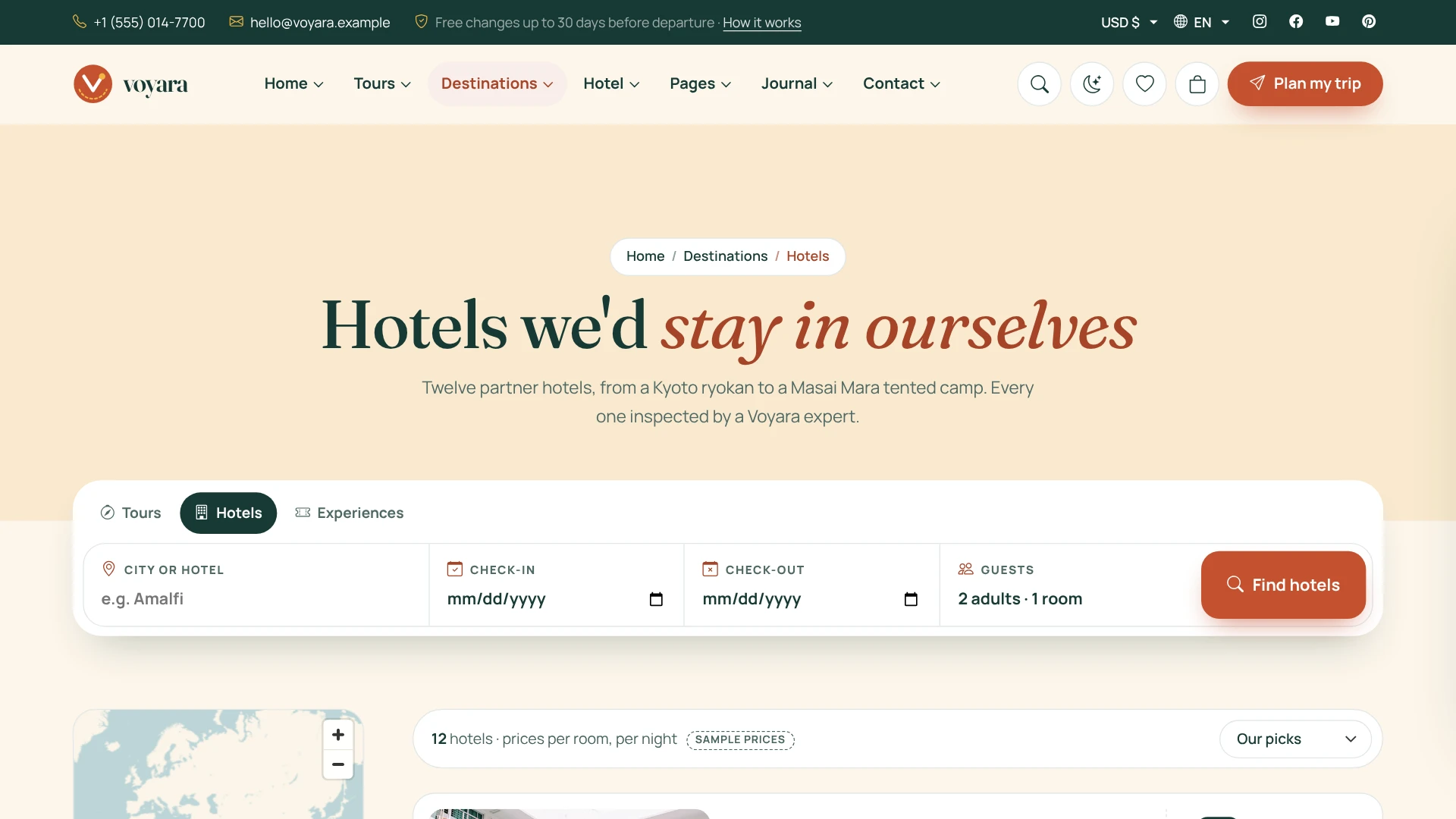 Voyara - Travel Agency & Boutique Hotel HTML Template