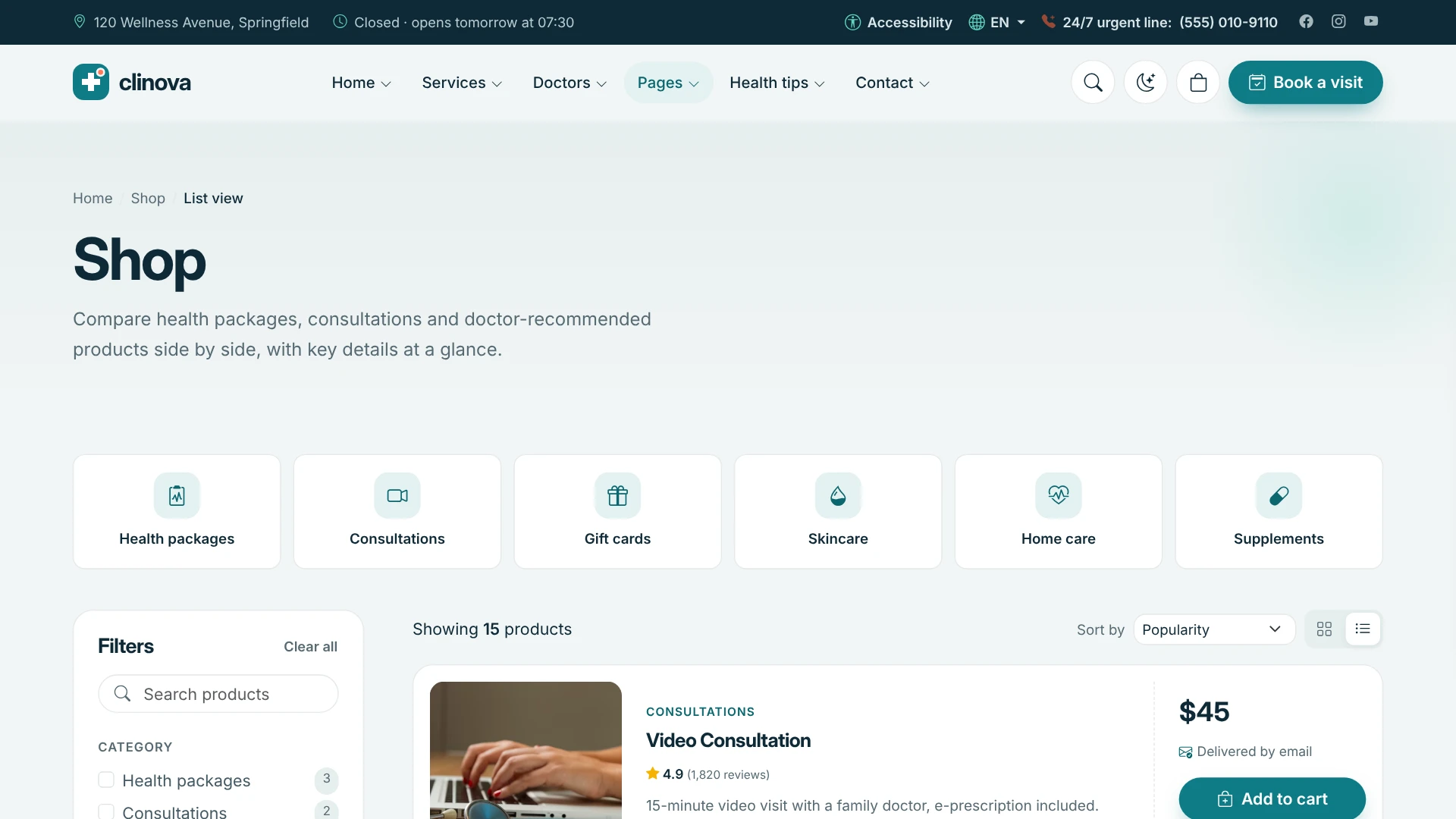 Clinova - Medical Clinic & Healthcare HTML Template
