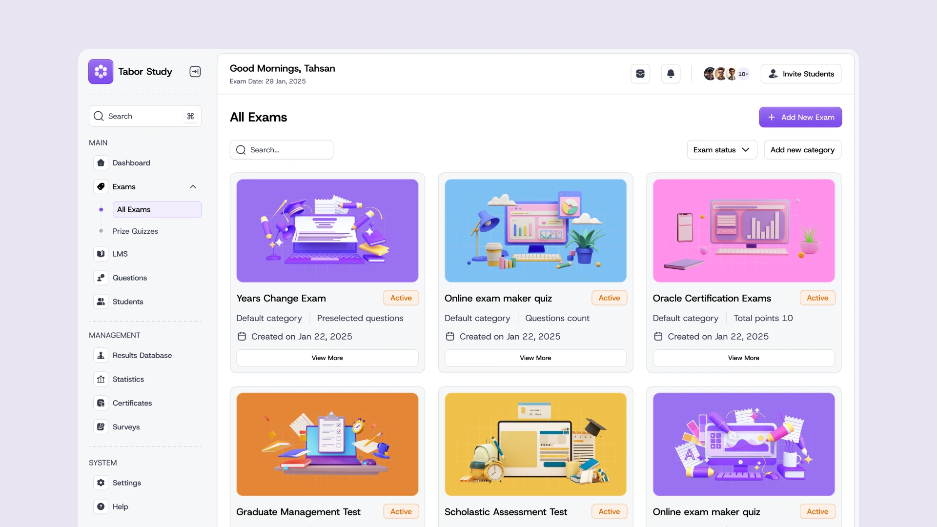 Tabor Study - AI Exam Management Web App UI Kit