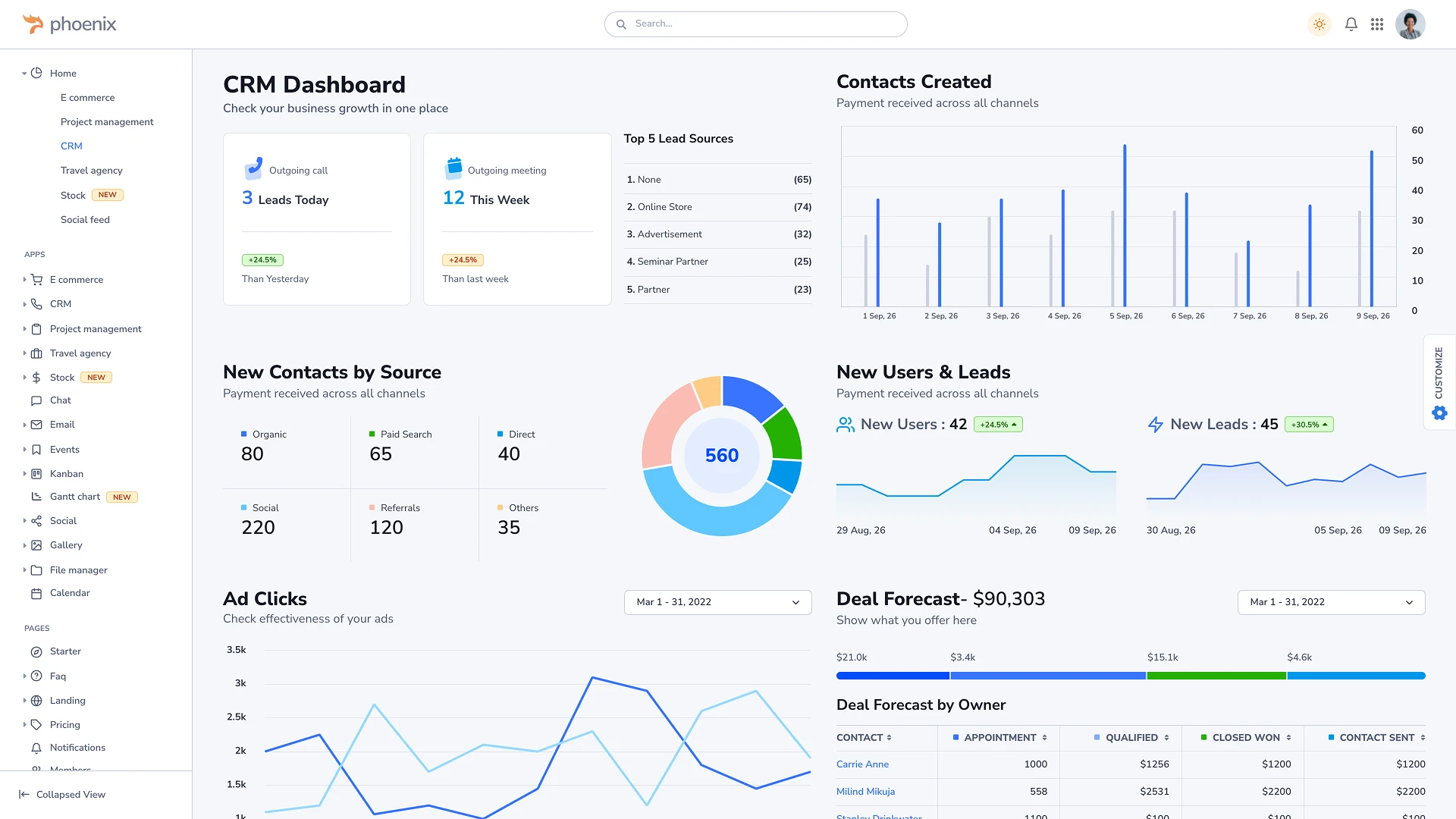 Phoenix - Bootstrap 5 Admin Dashboard Template (Screenshot 2 of 6)