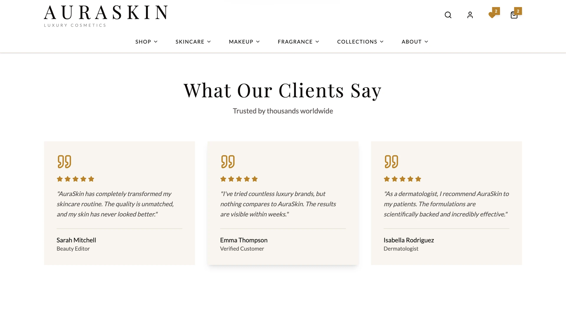 AuraSkin - React Skincare Ecommerce Website Template
