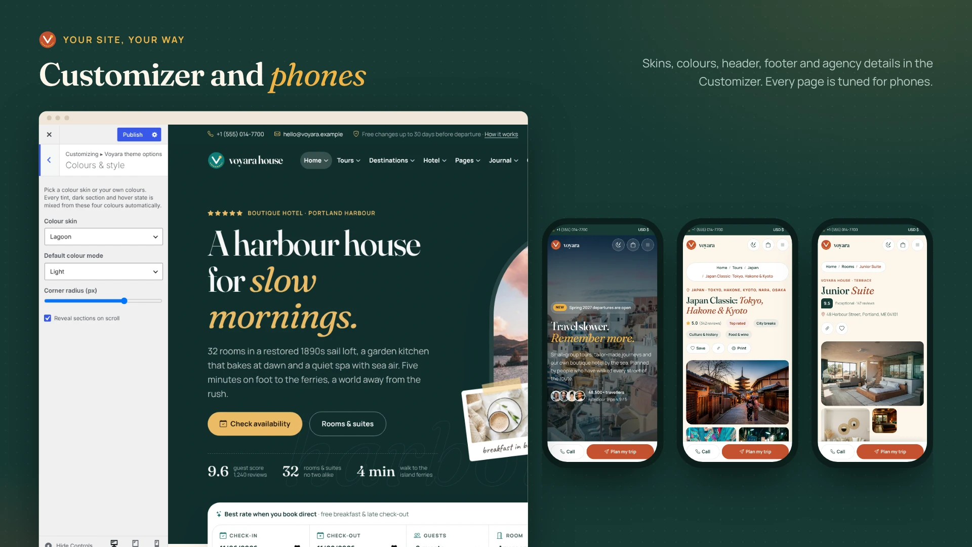 Voyara - Travel Agency & Boutique Hotel WordPress Theme (Screenshot 9 of 9)