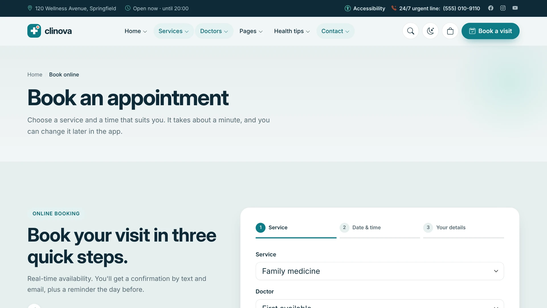Clinova - Medical Clinic & Healthcare WordPress Theme
