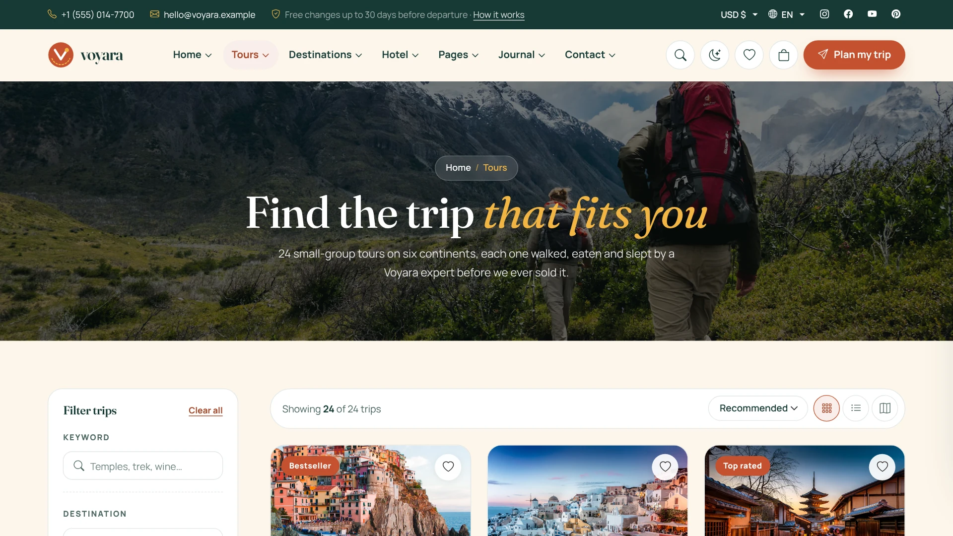 Voyara - Travel Agency & Boutique Hotel HTML Template