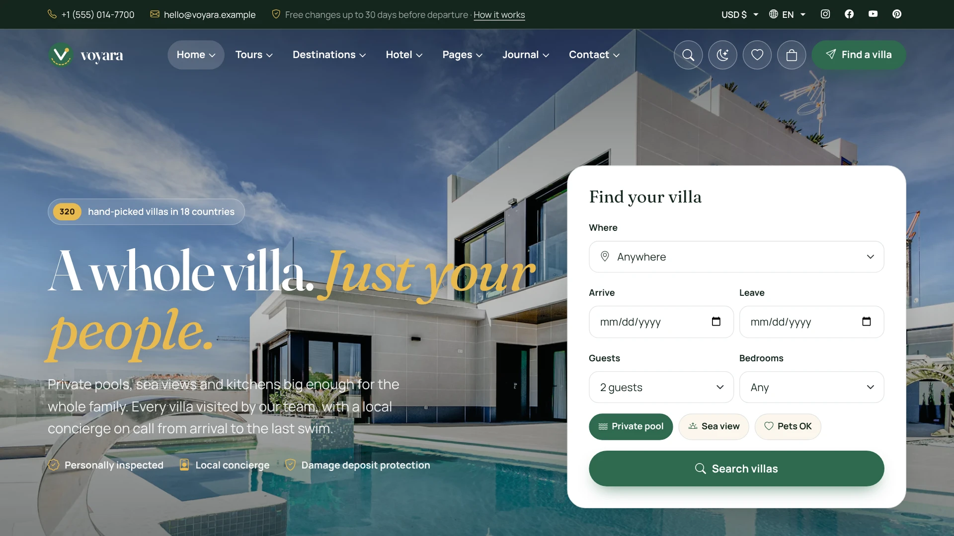 Voyara - Travel Agency & Boutique Hotel HTML Template