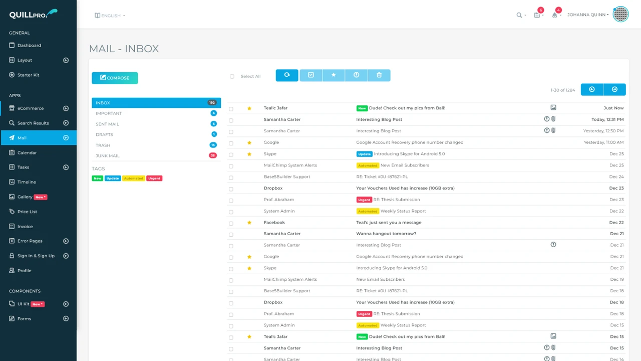 QuillPro - Multipurpose Admin Dashboard Template