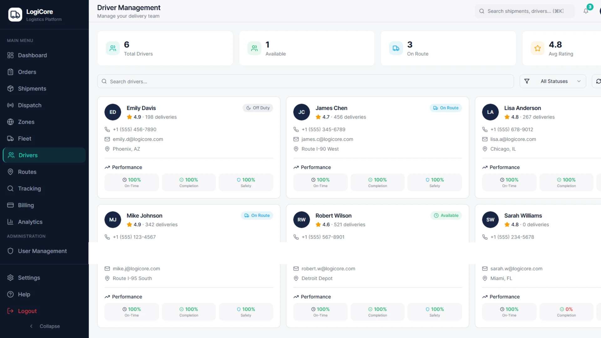 LogiCore - AI-Powered Logistics & Fleet Management SaaS Platform