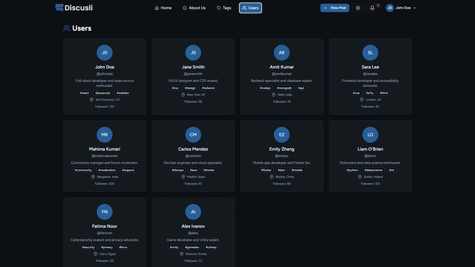 Discusli - Forum Website Template Modern Community Platform Design