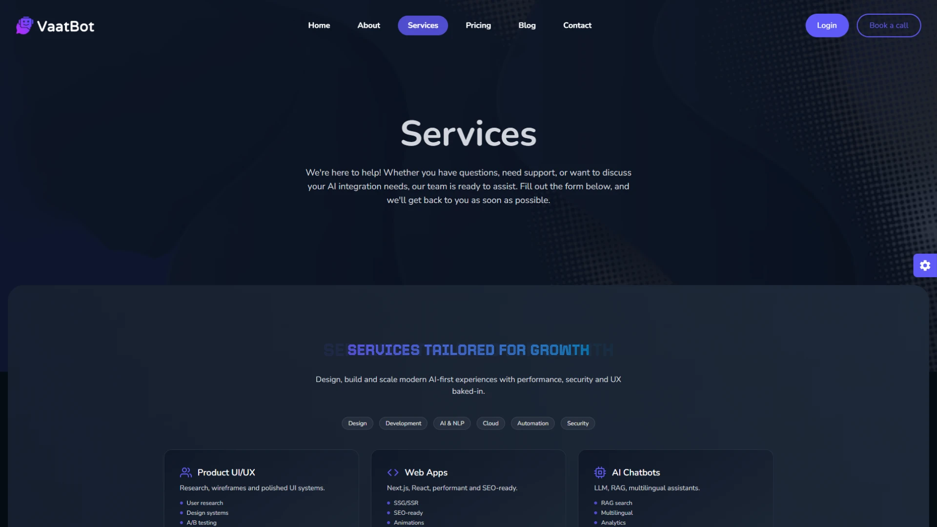 VaatBot - AI Chatbot Landing Website Template NextJS Tailwind Modern SaaS