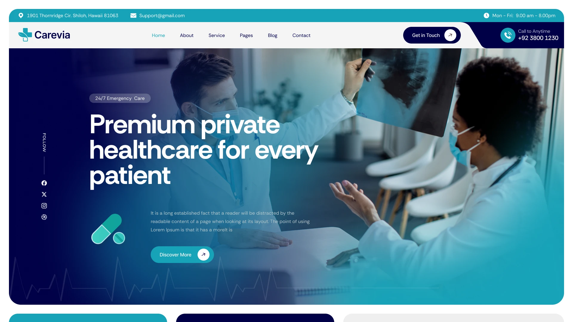 Carevia - Medical Centre & Healthcare Figma Template (Screenshot 1 of 1)