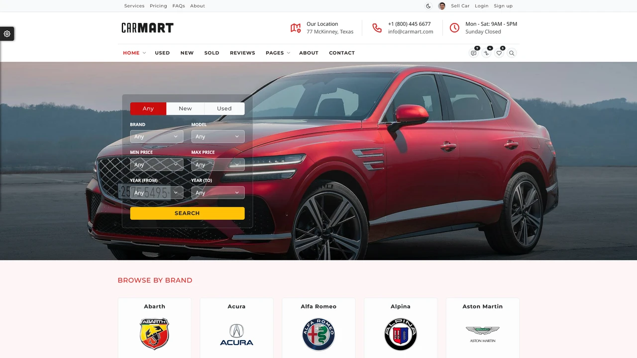 CarMart - Automotive Directory and Dealership Bootstrap 5 Template