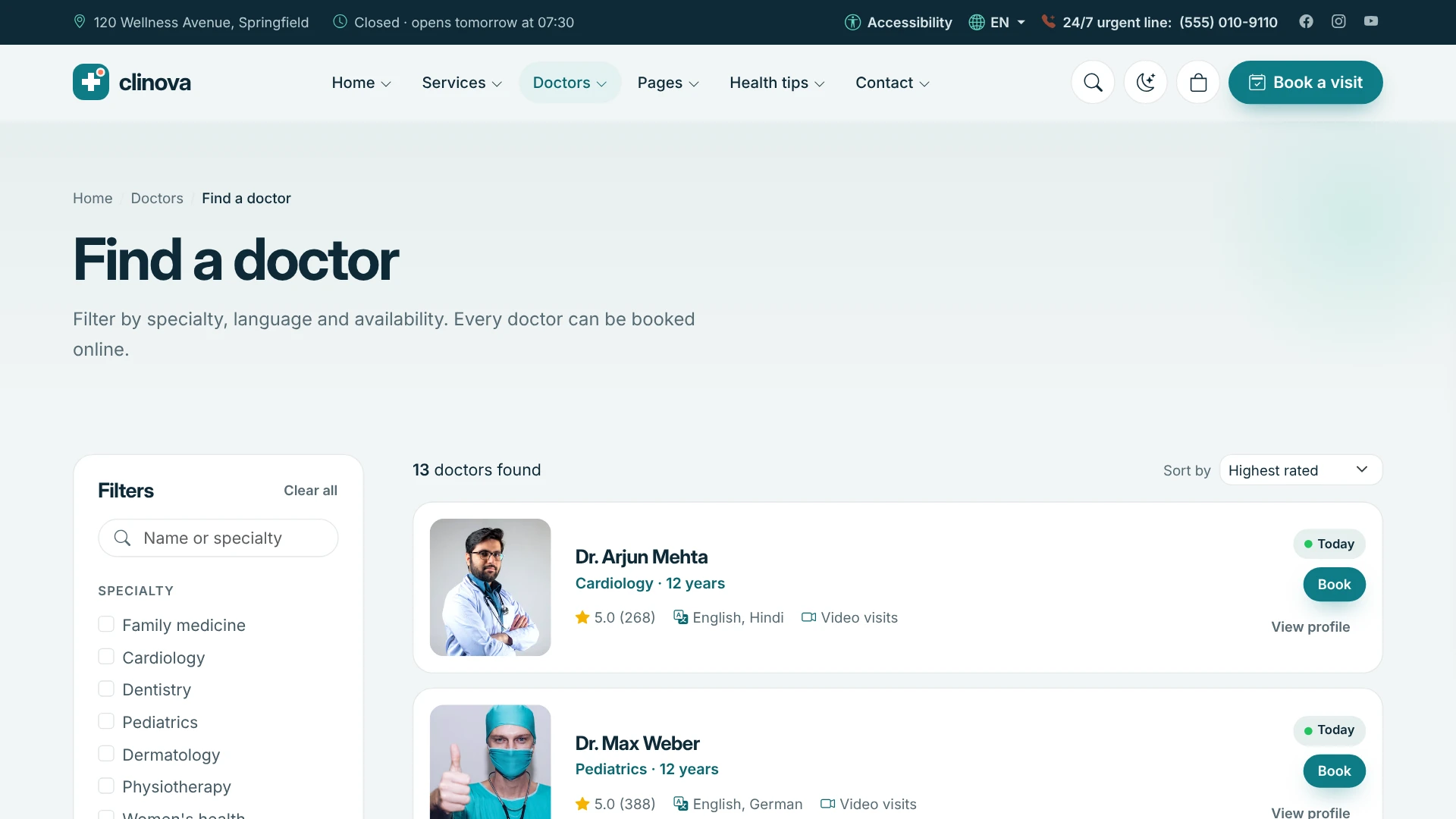 Clinova - Medical Clinic & Healthcare HTML Template
