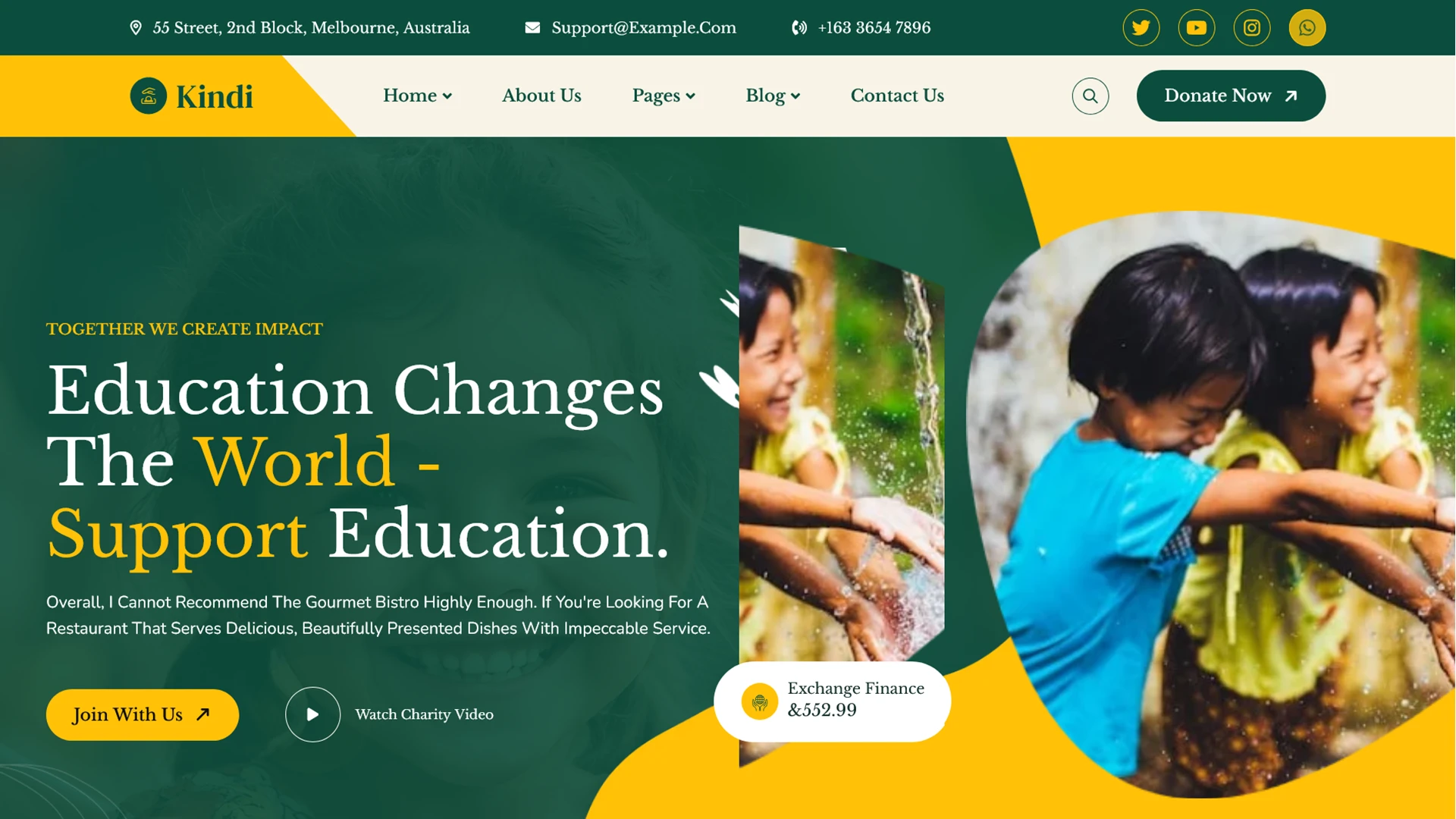 Kindi - Charity & Donation Elementor WordPress Theme