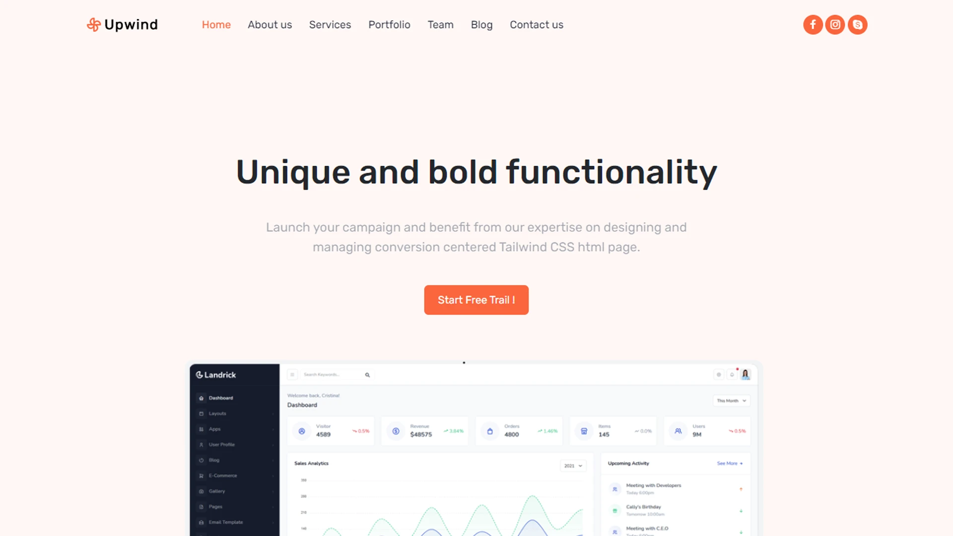 Upwind - Tailwind CSS Landing Page Template