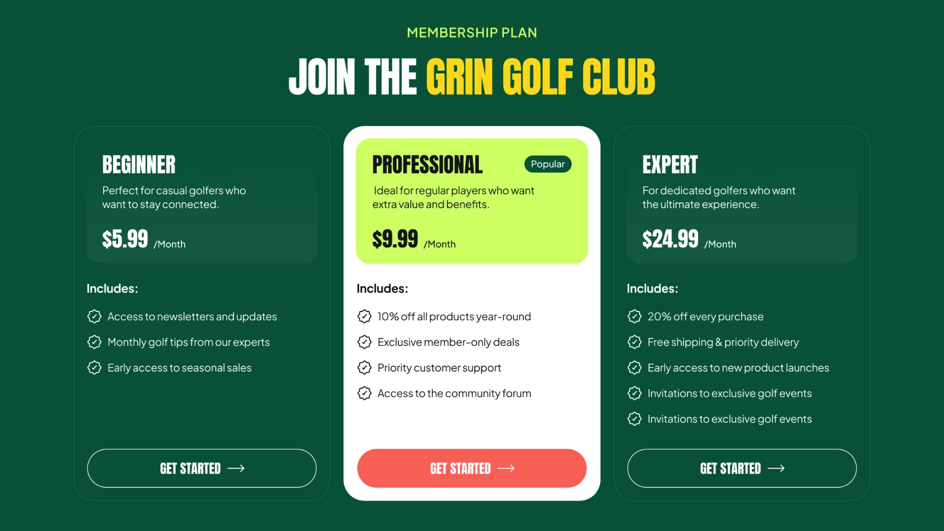 Grin Golf - Golf Academy & Pro Shop Ecommerce HTML Template