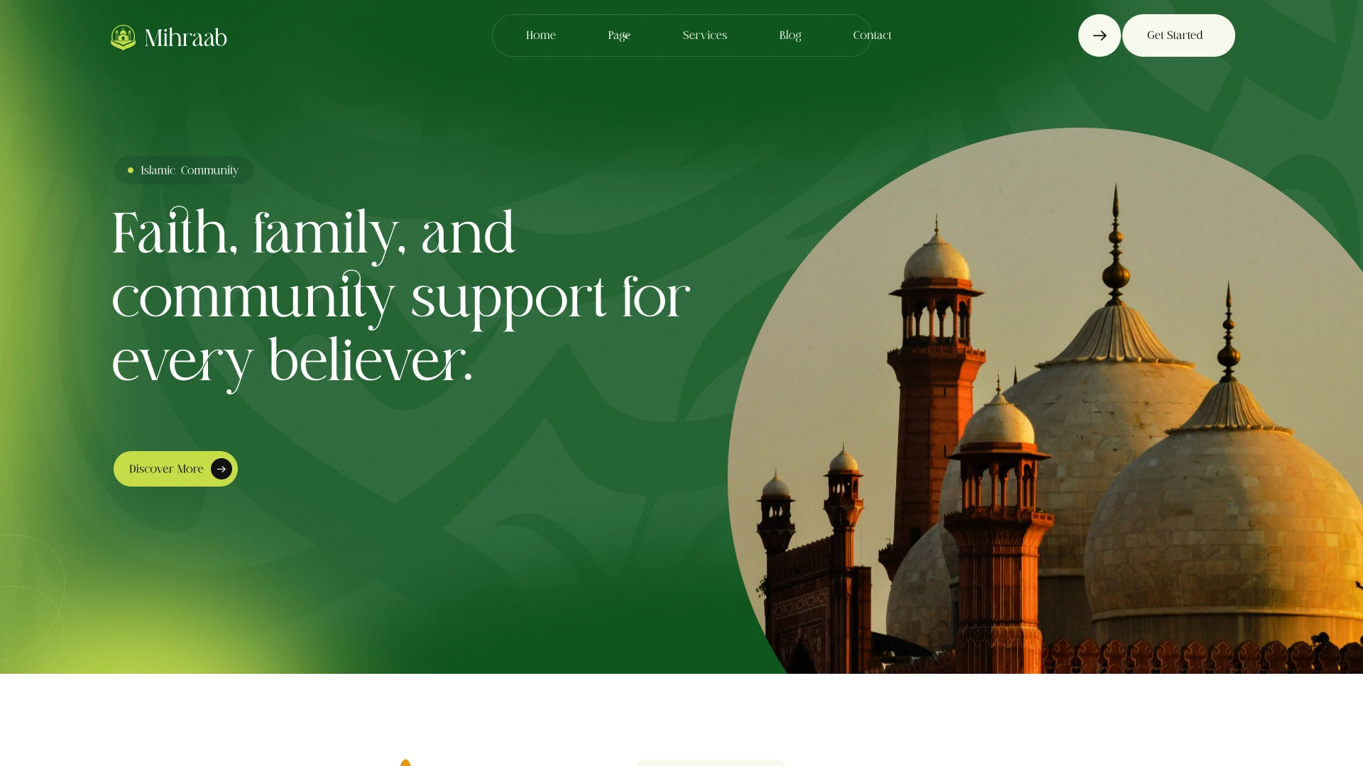 Mihraab - Islamic Center & Quran School Figma Template (Screenshot 1 of 1)