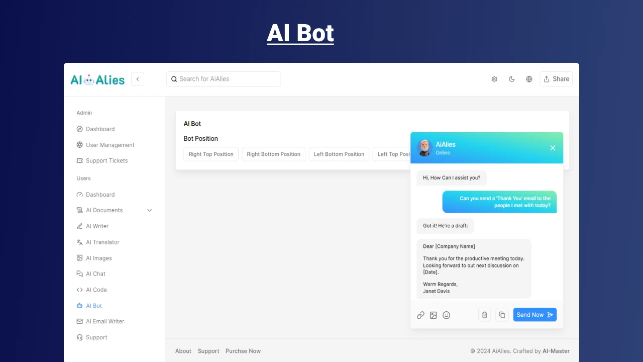 AI Alies - All in One Saas Platform for AI Generator Dashboards Template