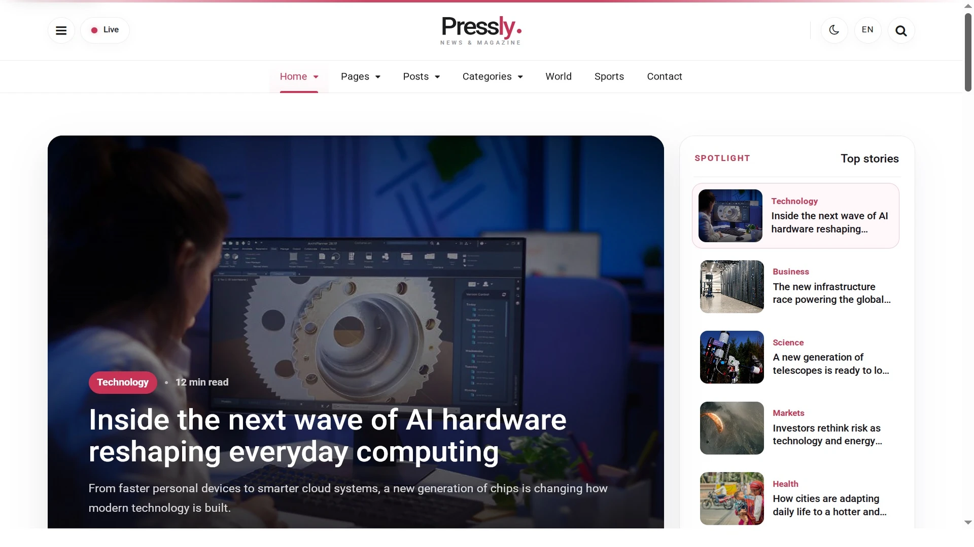 Pressly - News & Magazine Template + RTL