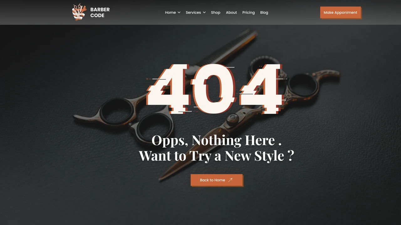 Barber Code - Barber Services and eCommerce Figma Template