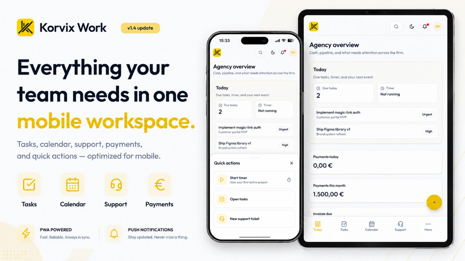 Korvix Work - Agency CRM, Project Management & Client Portal