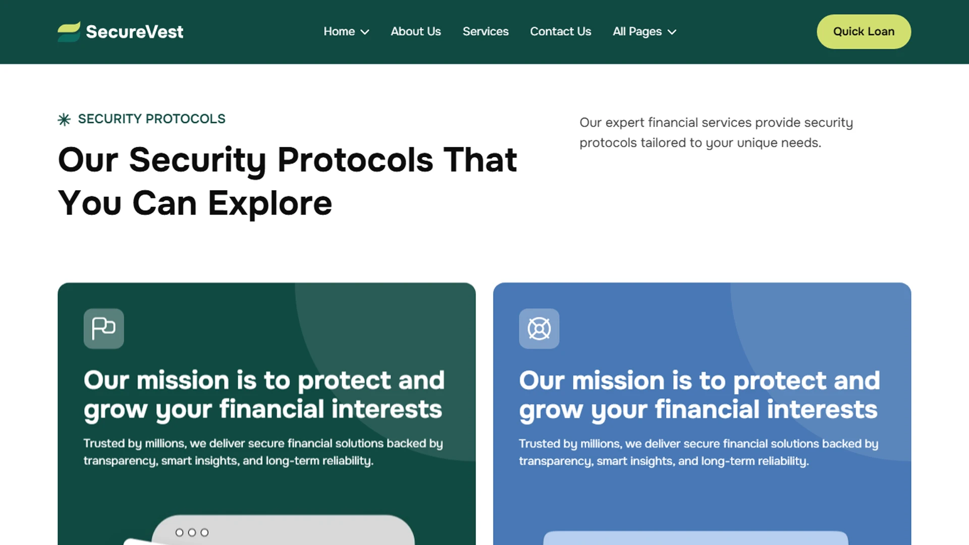 SecureVest - Vue.js Digital Banking & Financial Services Template