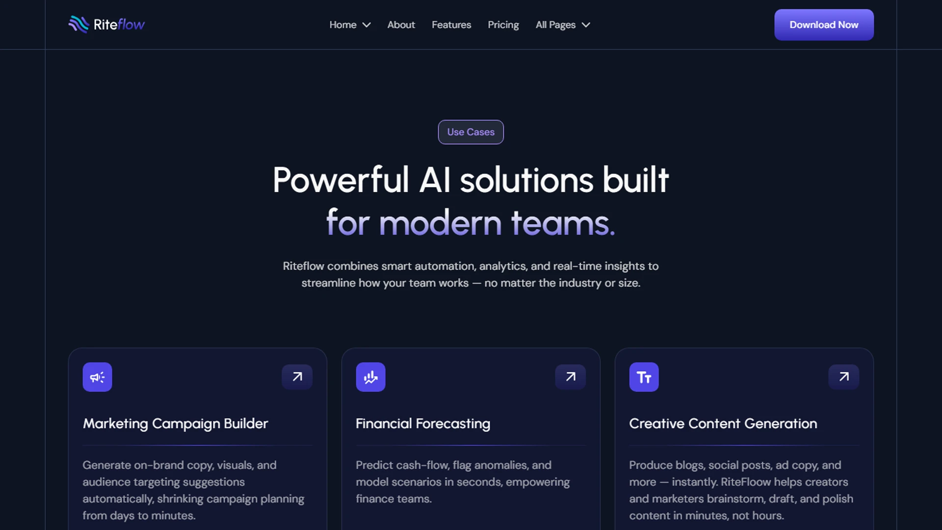 RiteFlow - CakePHP AI Startup, SaaS & Automation Tech Business Template