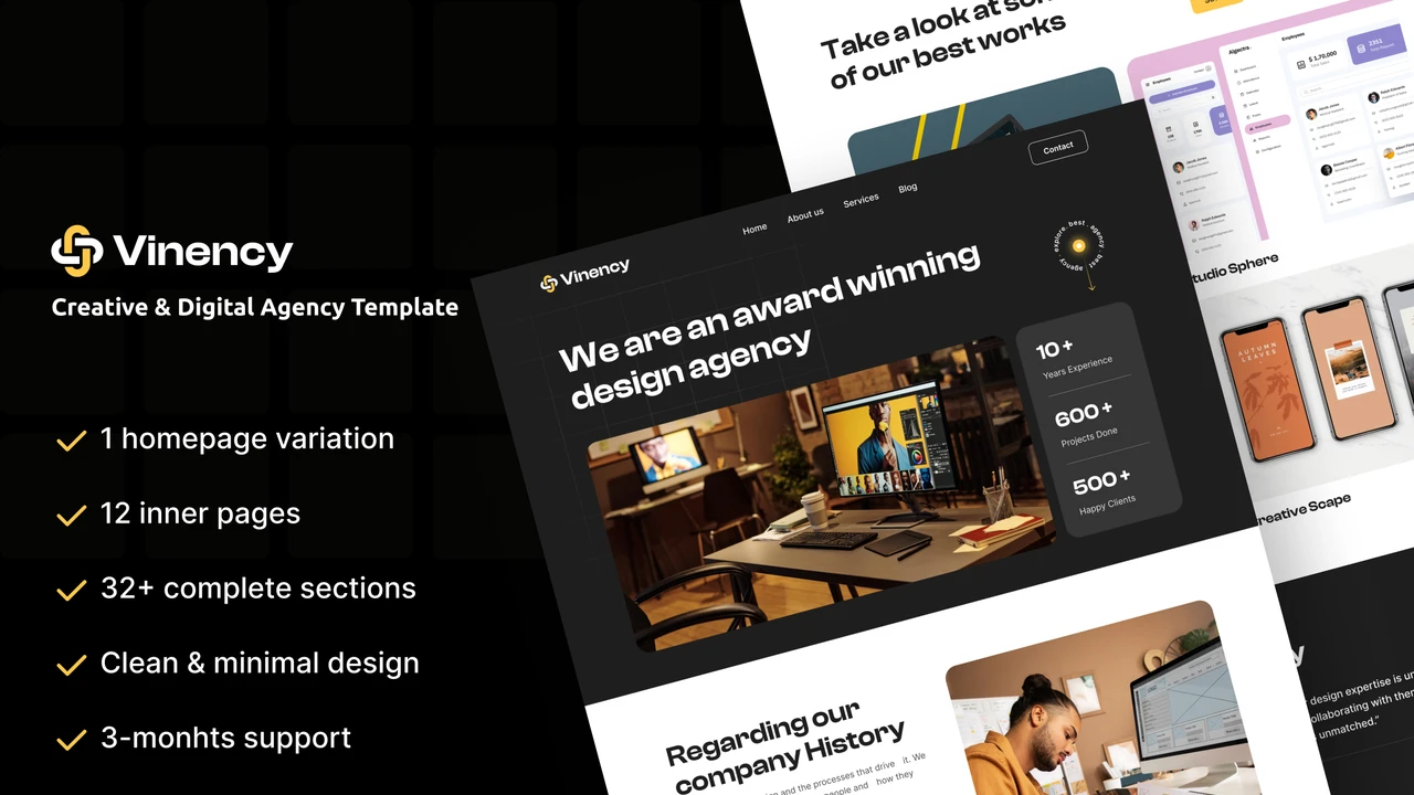 Vinency - Creative & Digital Agency Figma Template