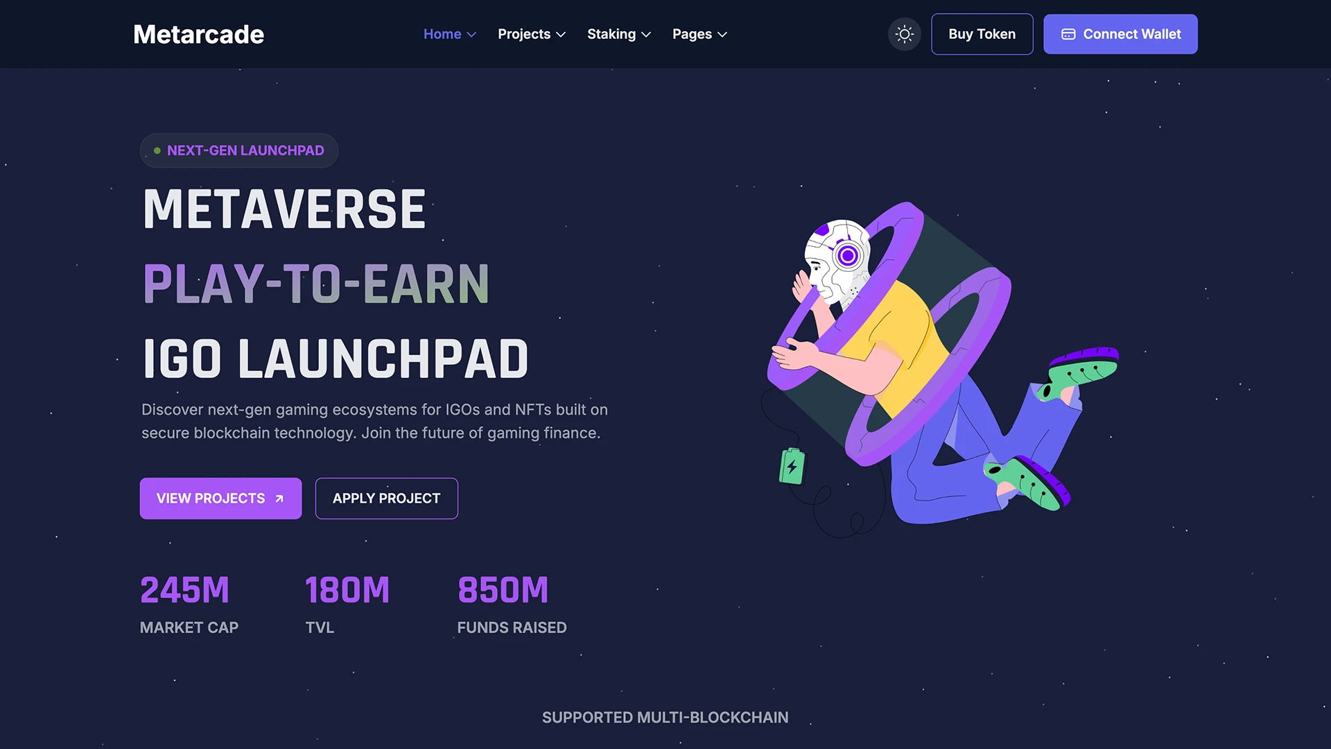 Metarcade - Metaverse Web3 IGO Launchpad HTML5 Template