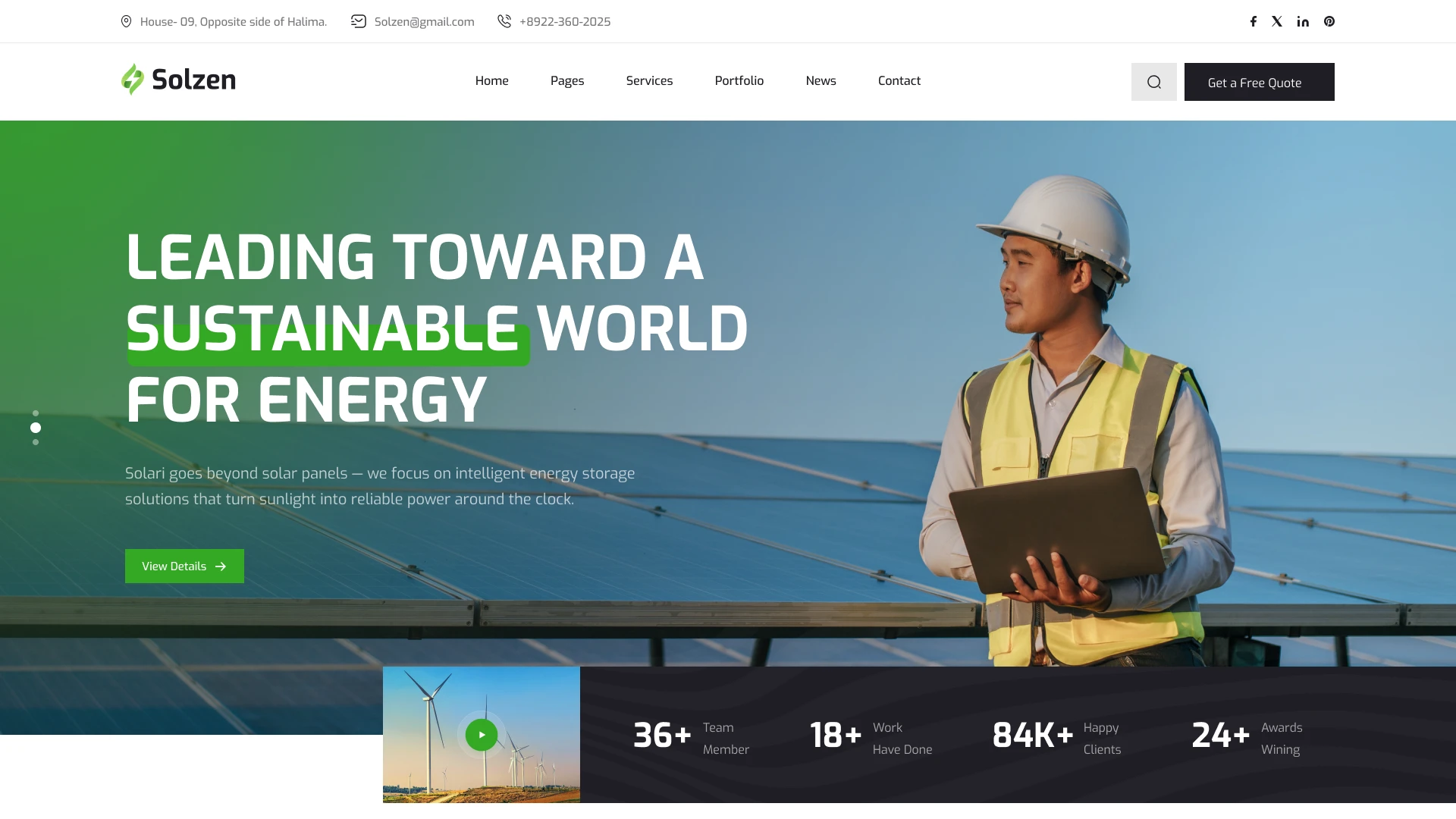 Solzen - Solar Energy & Power Systems Figma Template (Screenshot 1 of 1)