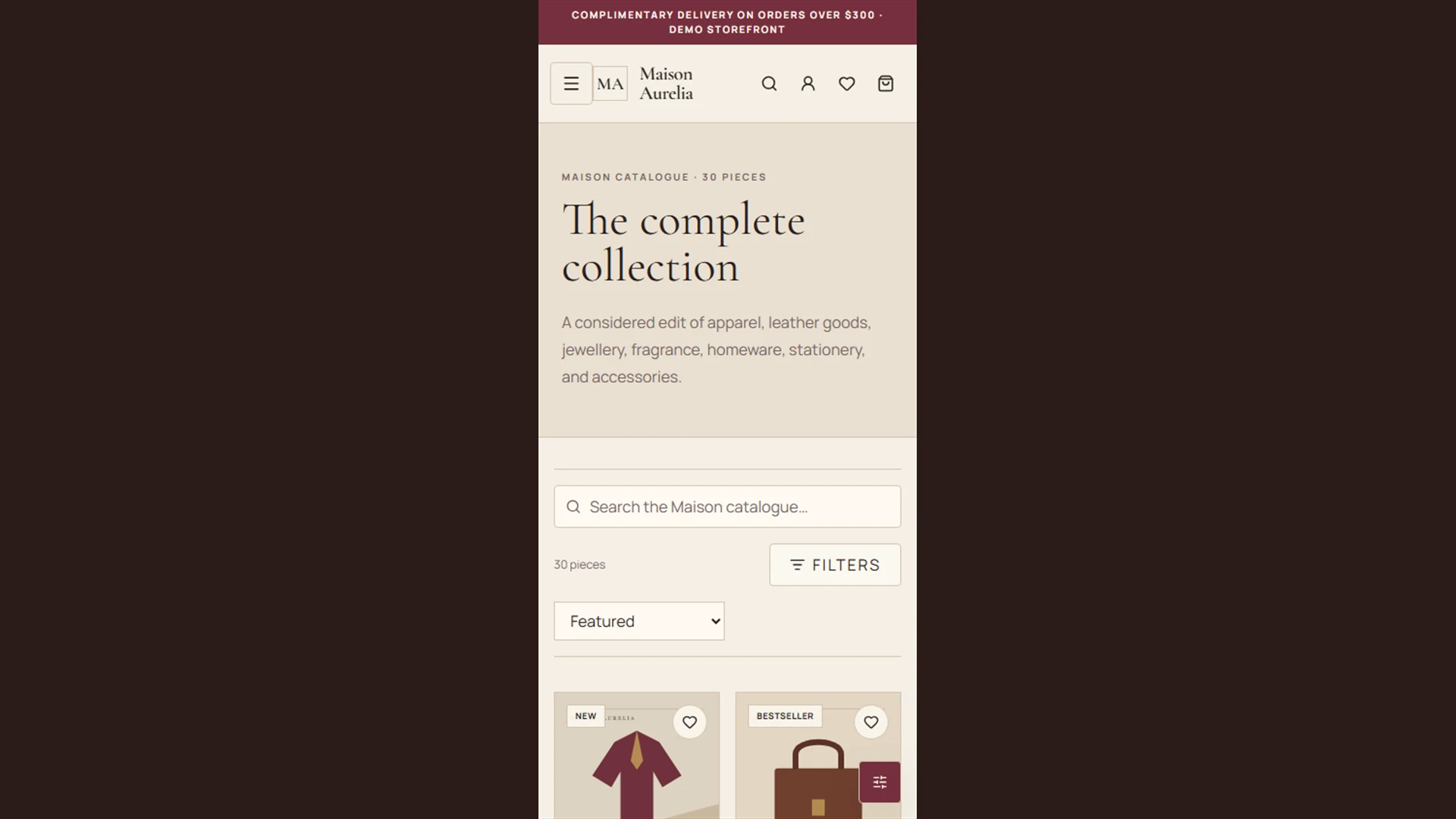 Maison Aurelia - Vintage Next.js eCommerce Platform Template
