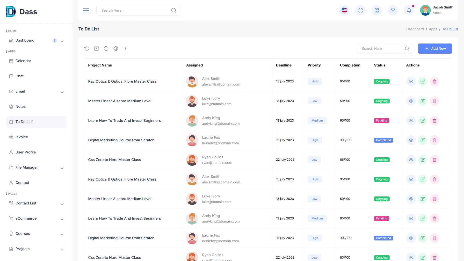 Dass - Bootstrap Admin Dashboard HTML Template with RTL Support