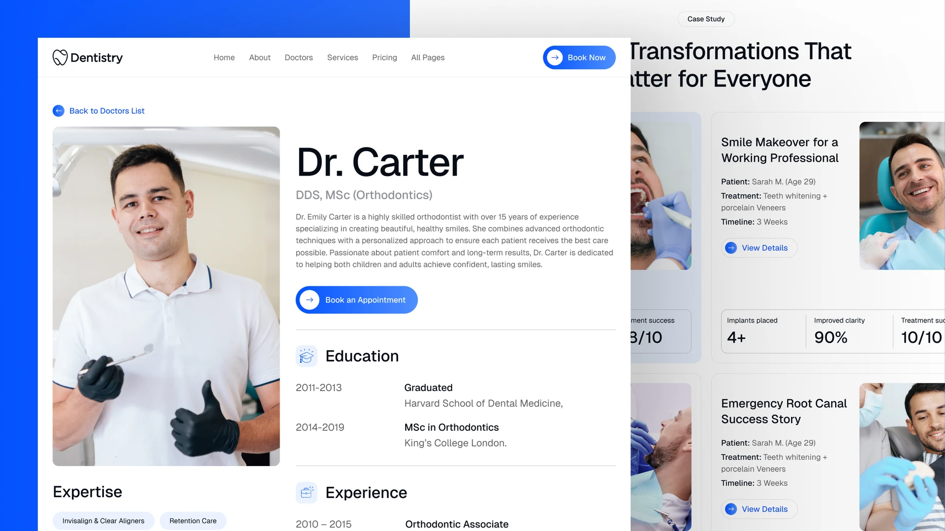 DentistryX - Dentist & Dental Clinic Framer and Figma Template