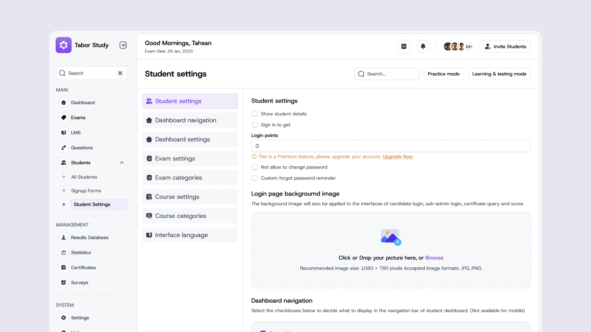 Tabor Study - AI Exam Management Web App UI Kit
