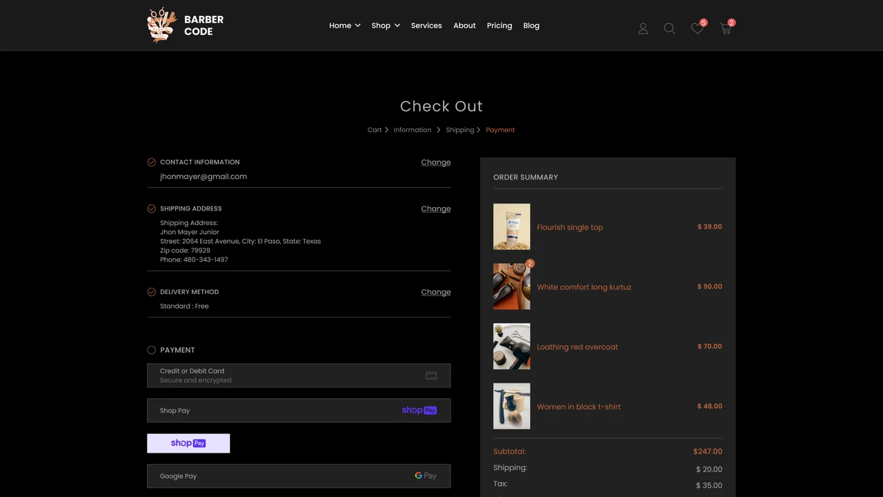Barber Code - Barber Services and eCommerce Figma Template