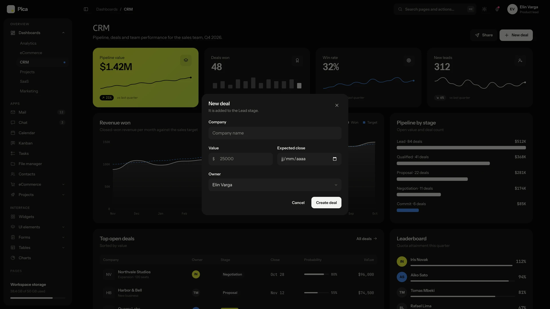 Pica - Minimal Black & White Admin Dashboard Template