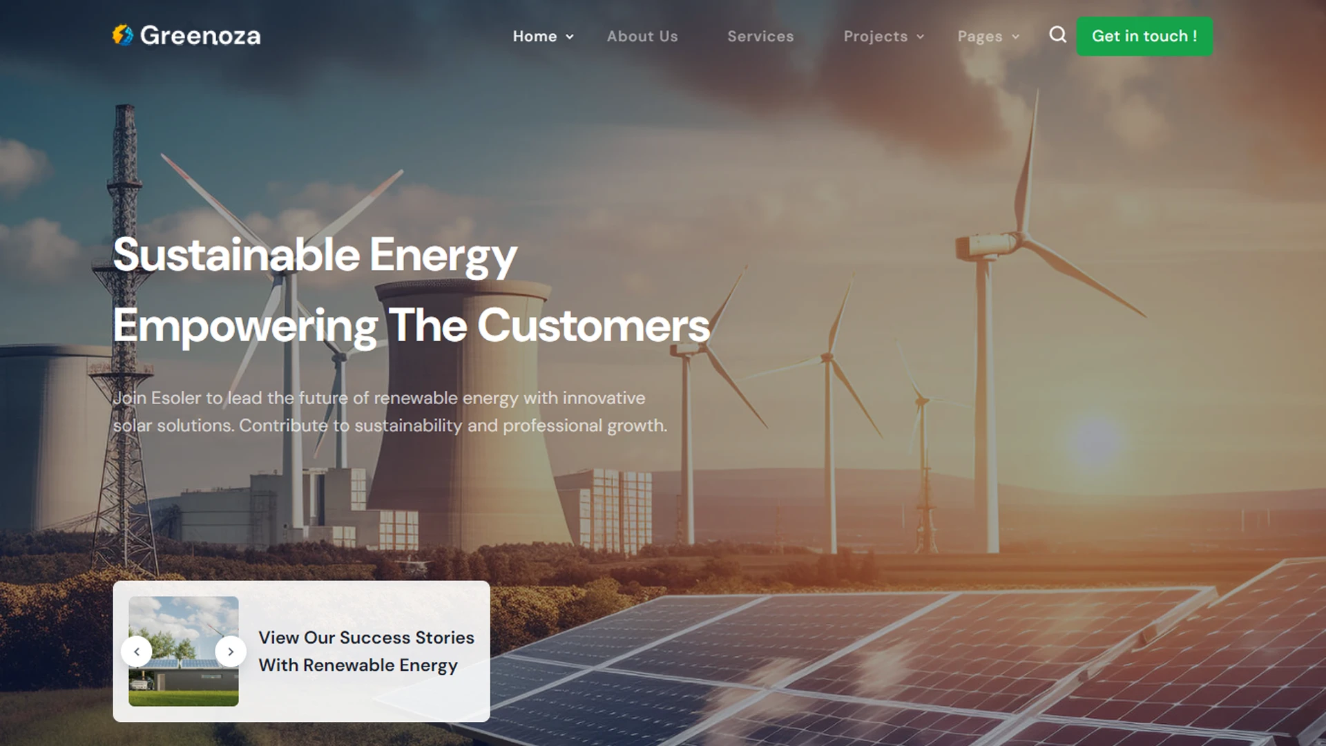 Greenoza - Solar & Renewable Energy HTML Template