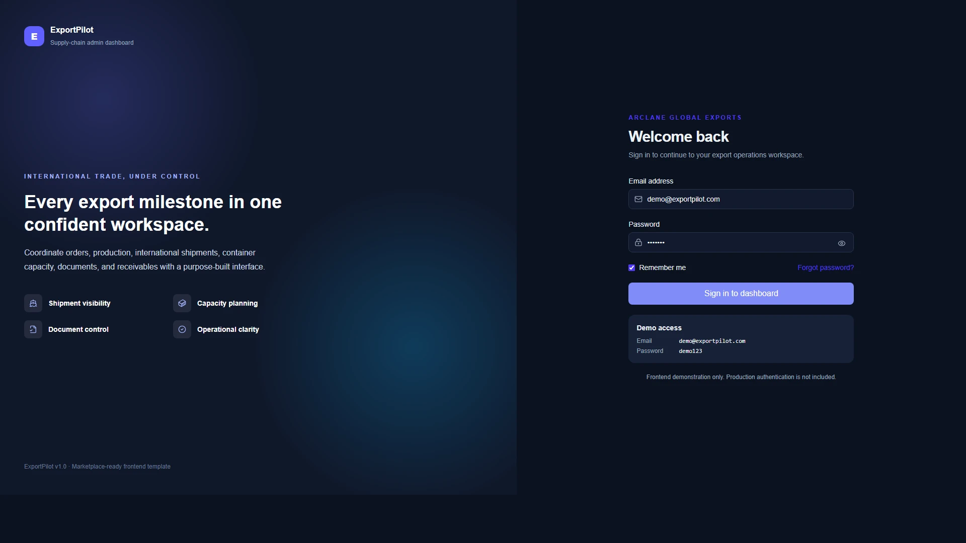 ExportPilot - Import Export & Supply Chain Next.js Admin Template