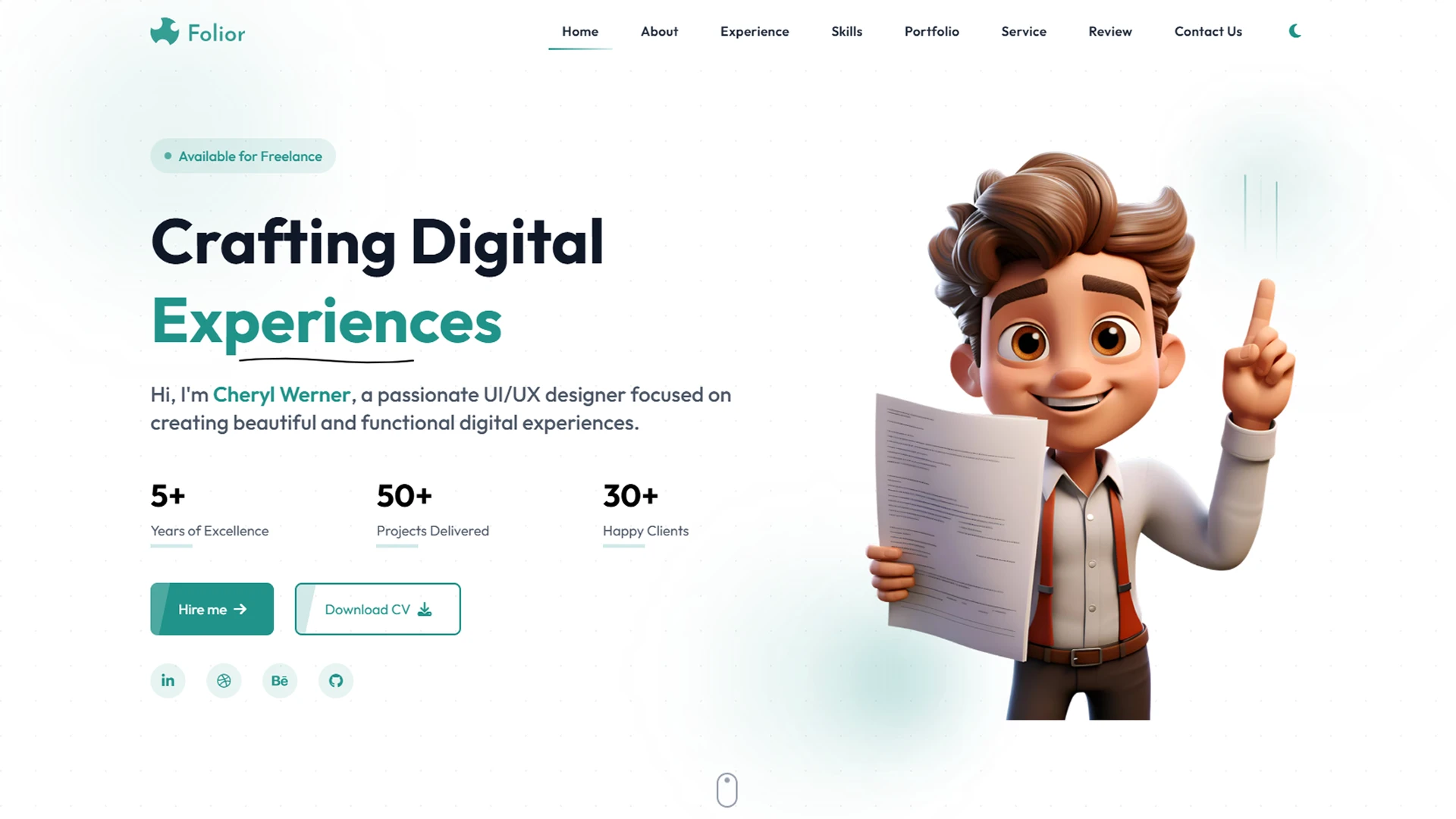 Folior - Modern Developer Portfolio HTML Template with Tailwind CSS