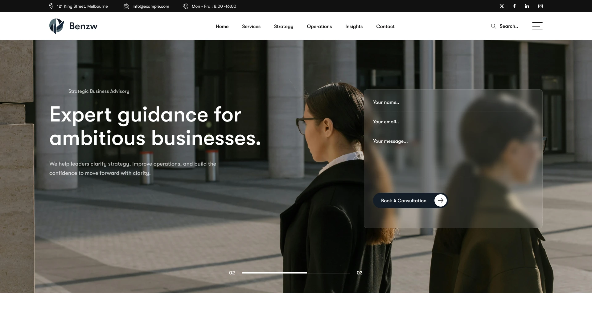 Benzw - Business Consulting & Advisory Figma Template (Screenshot 1 of 1)