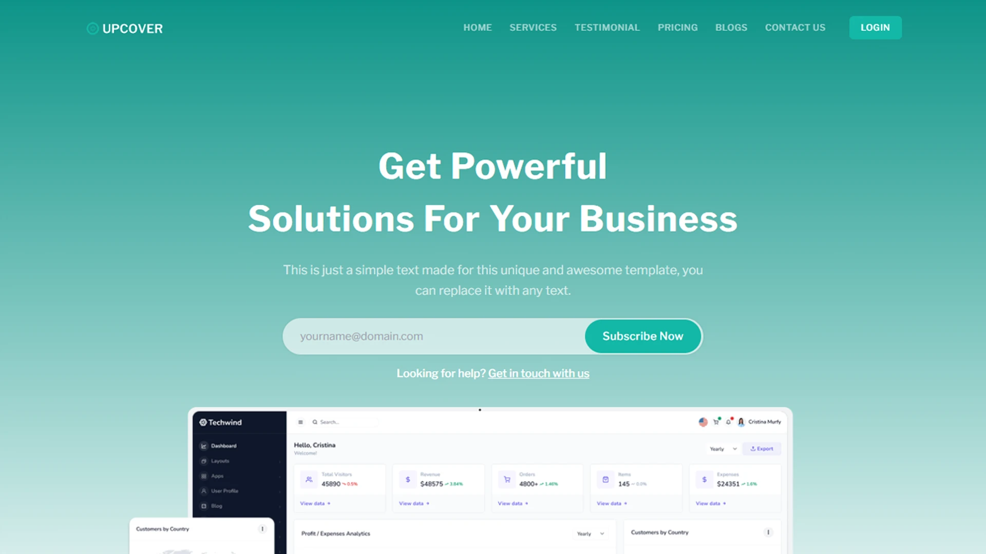 Upcover - Tailwind CSS Business & Corporate Landing Template