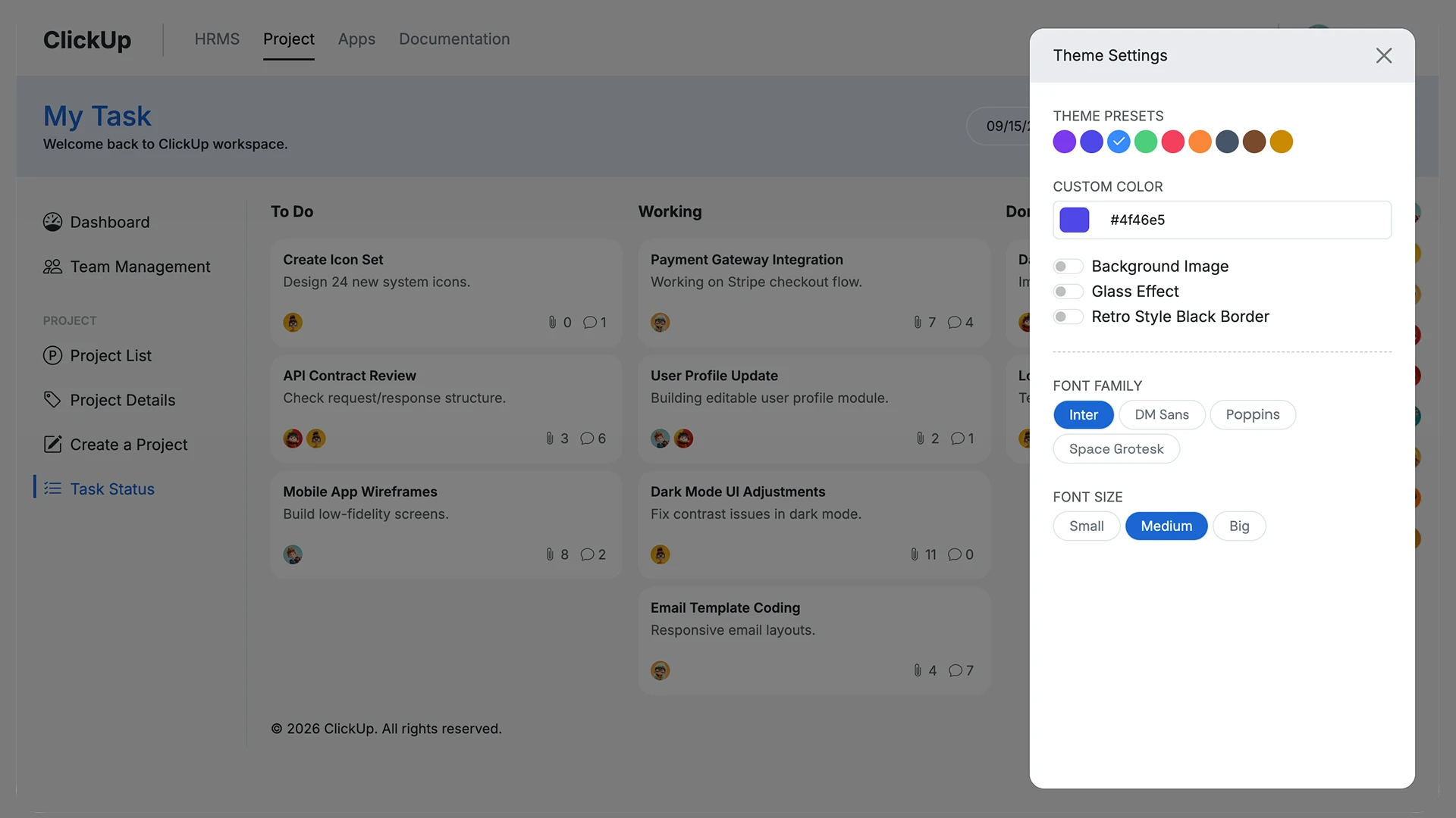 ClickUp - HR and Project Admin Dashboard Template