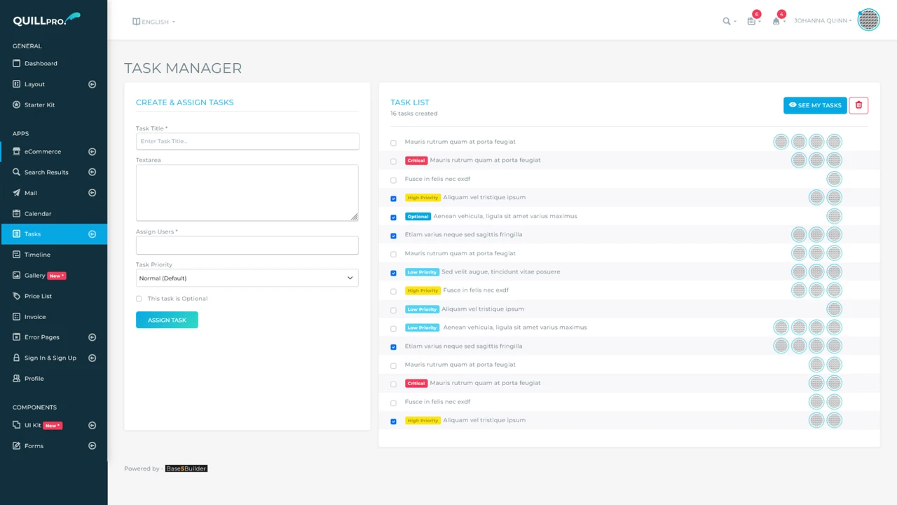 QuillPro - Multipurpose Admin Dashboard Template