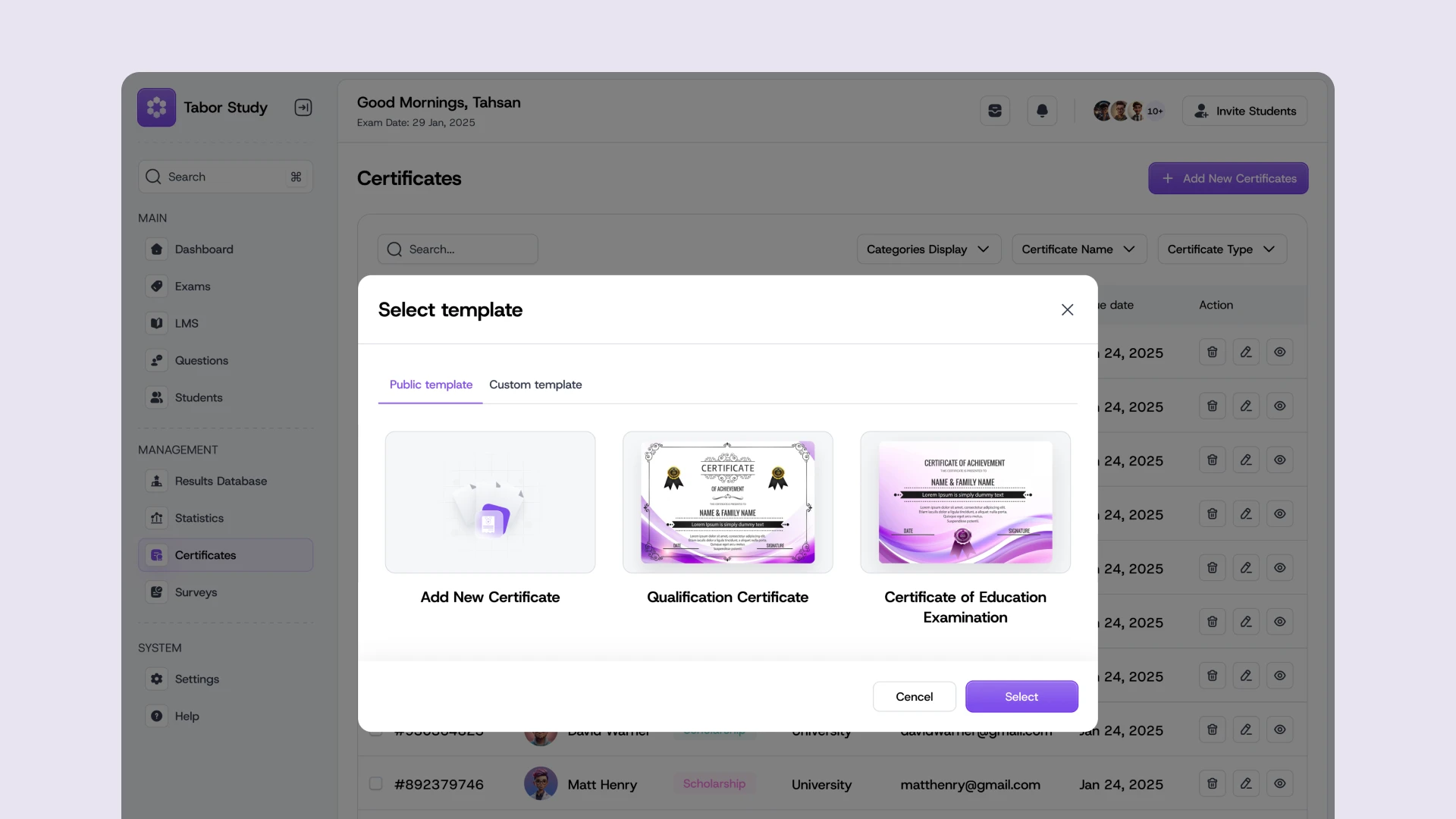 Tabor Study - AI Exam Management Web App UI Kit
