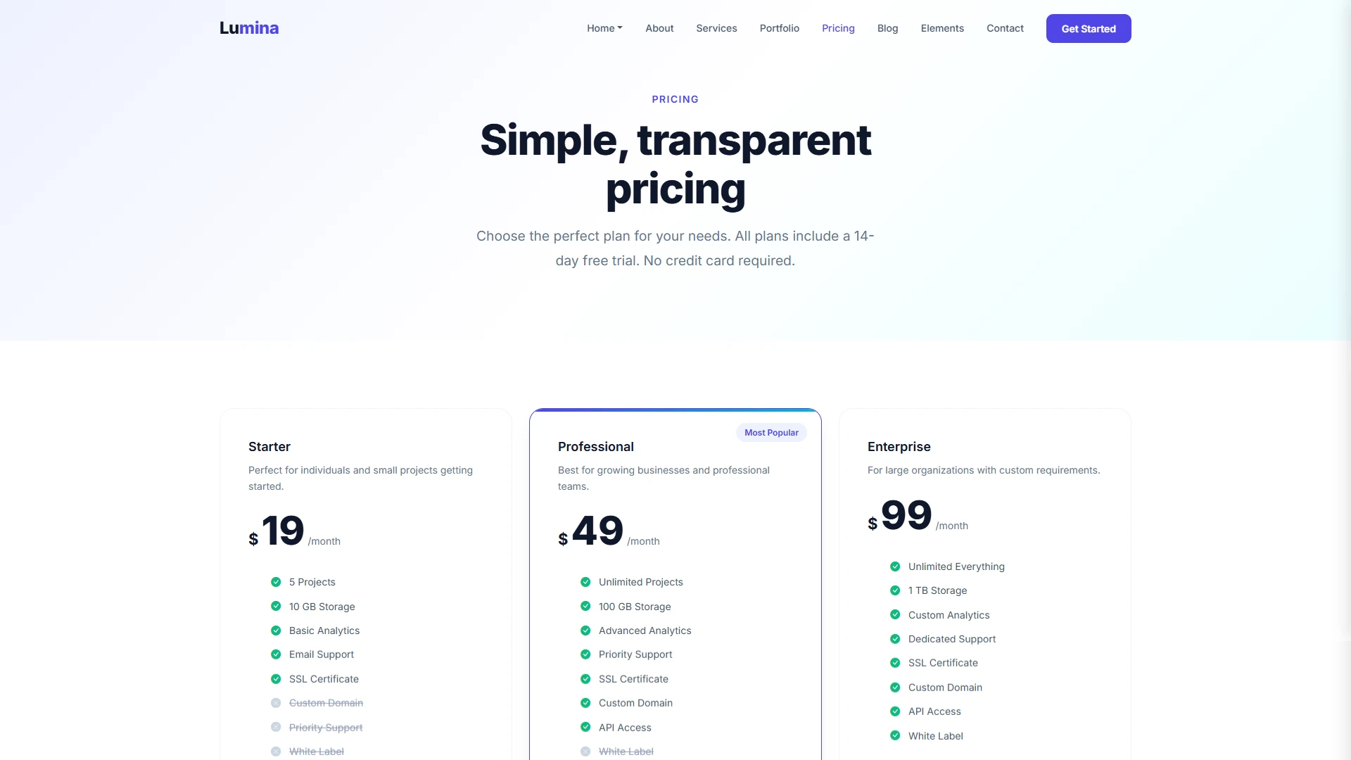 Lumina - Clean and Modular Multi-Page Bootstrap 5 HTML Template