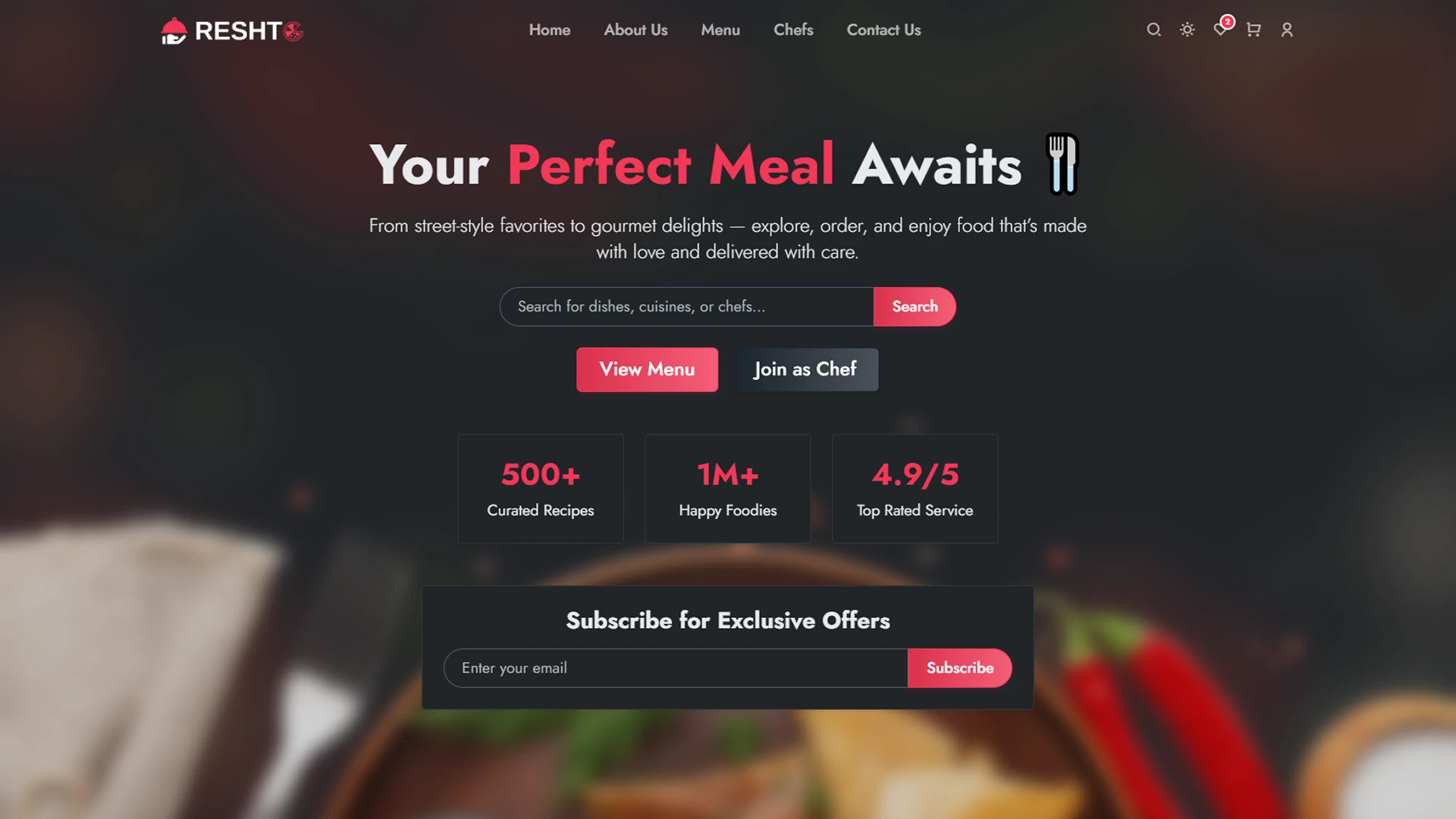 Reshto - Restaurant Website Template React Tailwind Modern Food Business