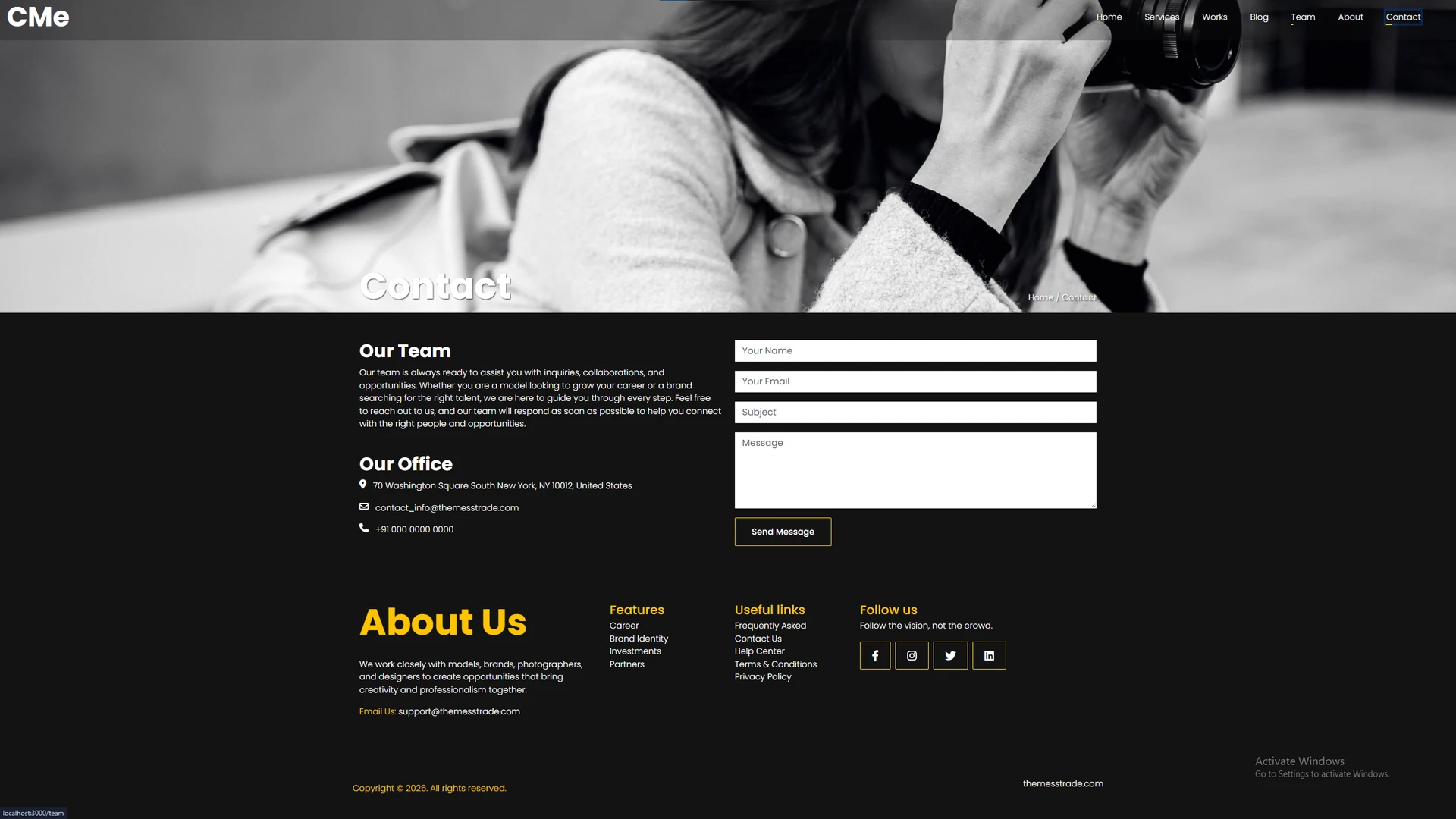 CMe - Ultimate React Template for Creative Photography and Portfolio Showcase