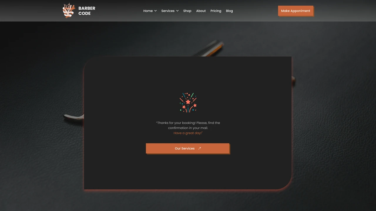 Barber Code - Barber Services and eCommerce Figma Template