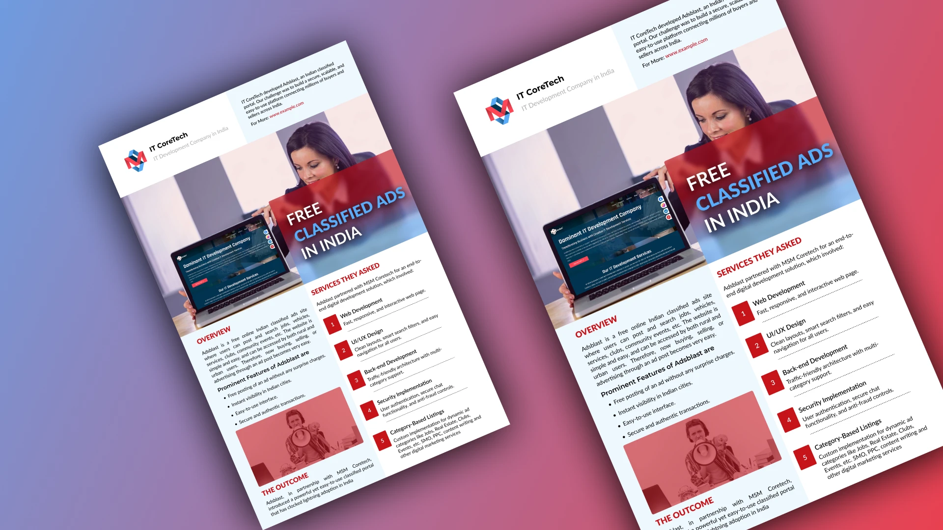 IT CoreTech - Corporate IT Project Case Study Brochure with A4 Bi-Fold Design