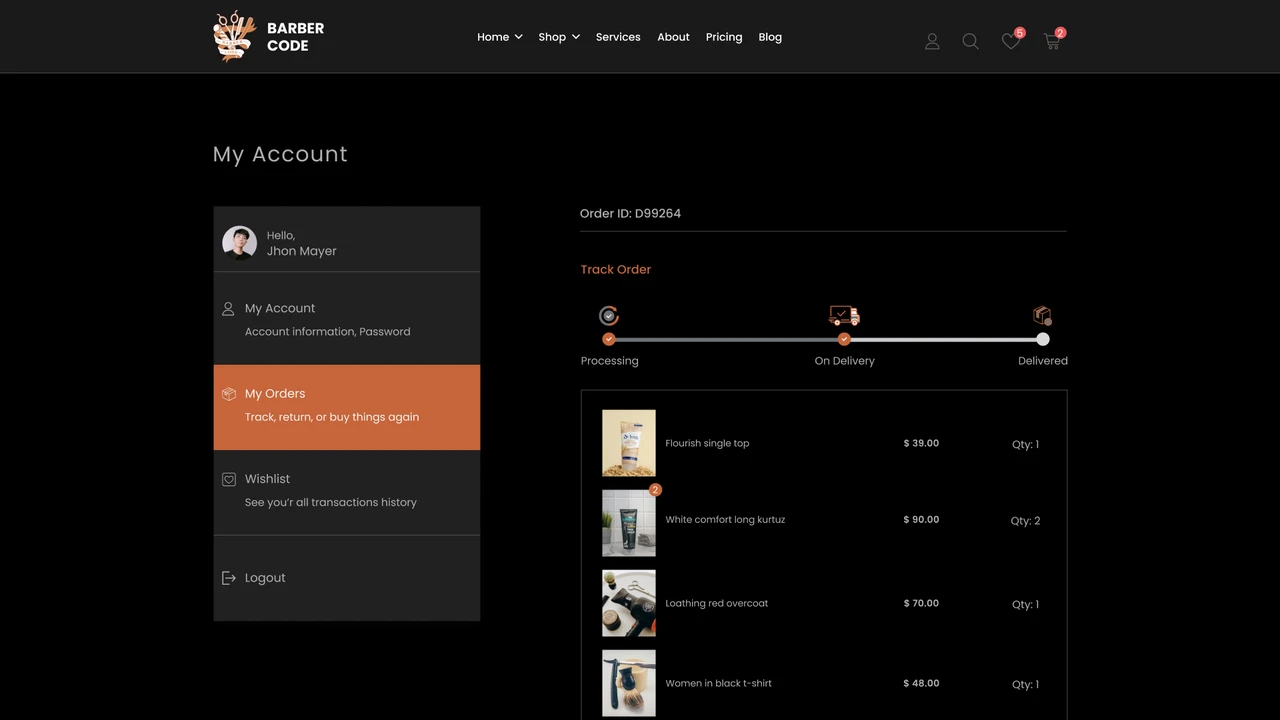 Barber Code - Barber Services and eCommerce Figma Template